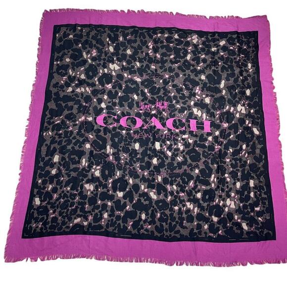 Coach Signature Horse And Carriage Camouflage Print Oversized Square Scarf Wrap - Picture 4 of 15